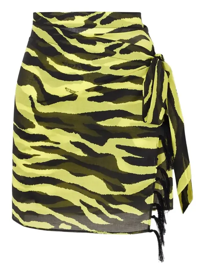 Tasseled Zebra-print Cotton-voile Pareo