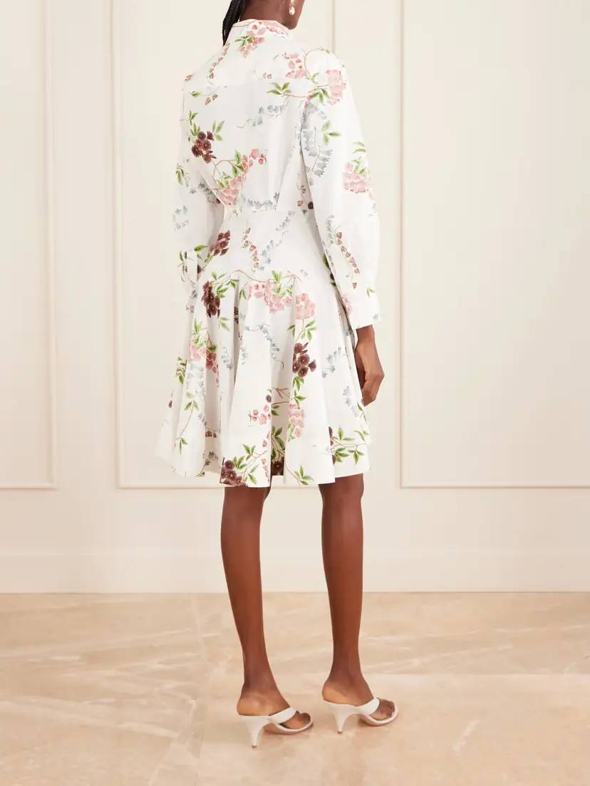 Erdem Pleated Floral-print Cotton-poplin Mini Shirt Dress | Thumbnail 3