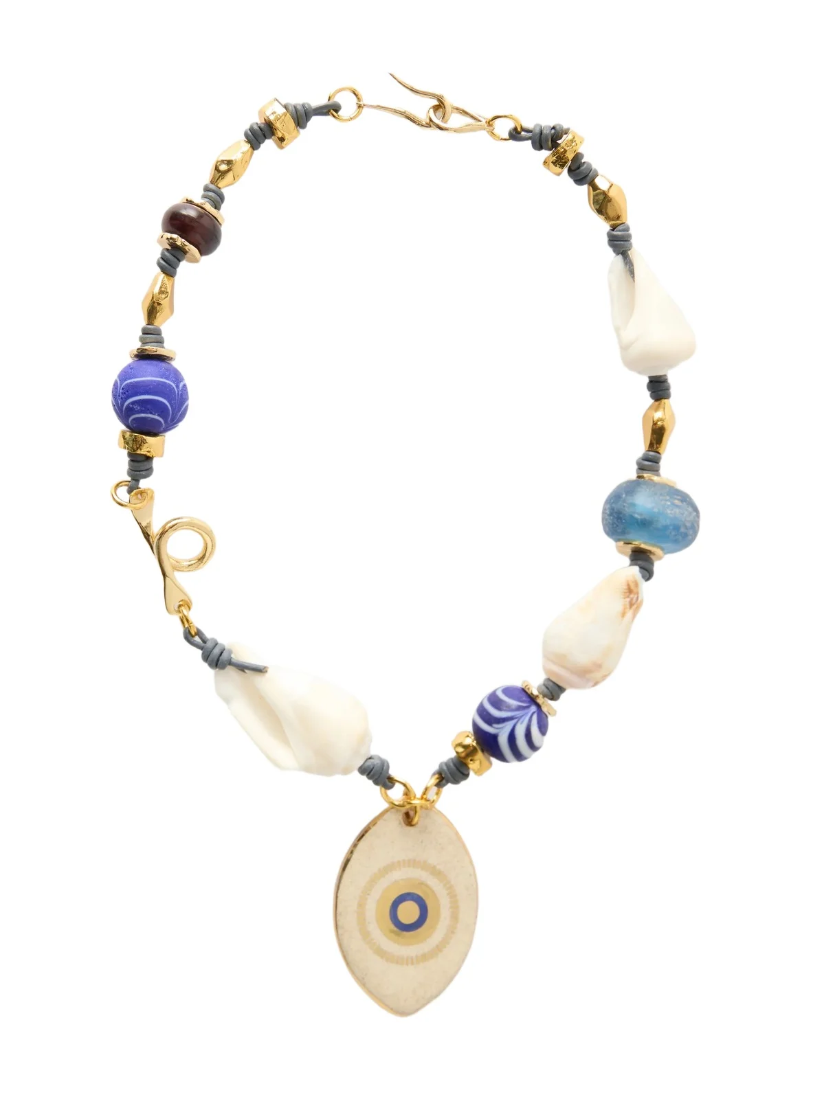 TOHUM Evil Eye Gold-plated, Seashell And Ceramic Necklace - Neutrals