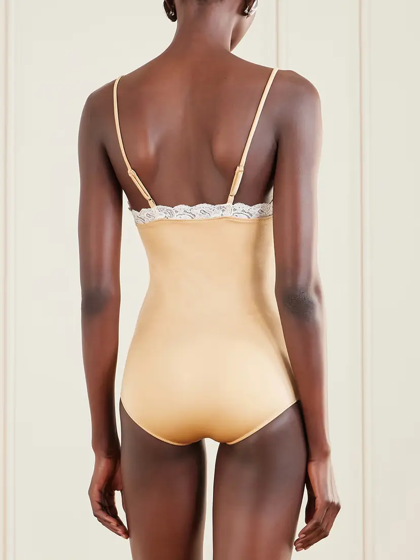 Chloé Bow-detailed Lace-trimmed Stretch-jersey Bodysuit | Thumbnail 4