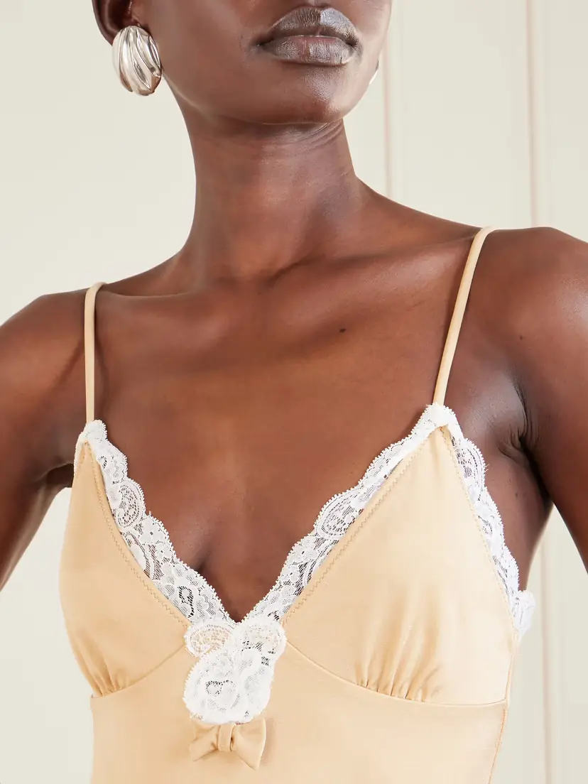 Chloé Bow-detailed Lace-trimmed Stretch-jersey Bodysuit | Thumbnail 5