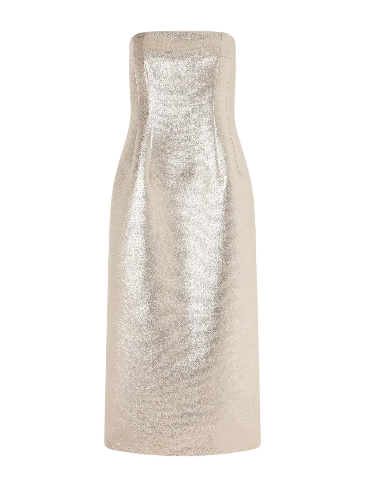 Emilia Wickstead Leila Strapless Metallic Cloque Midi Dress