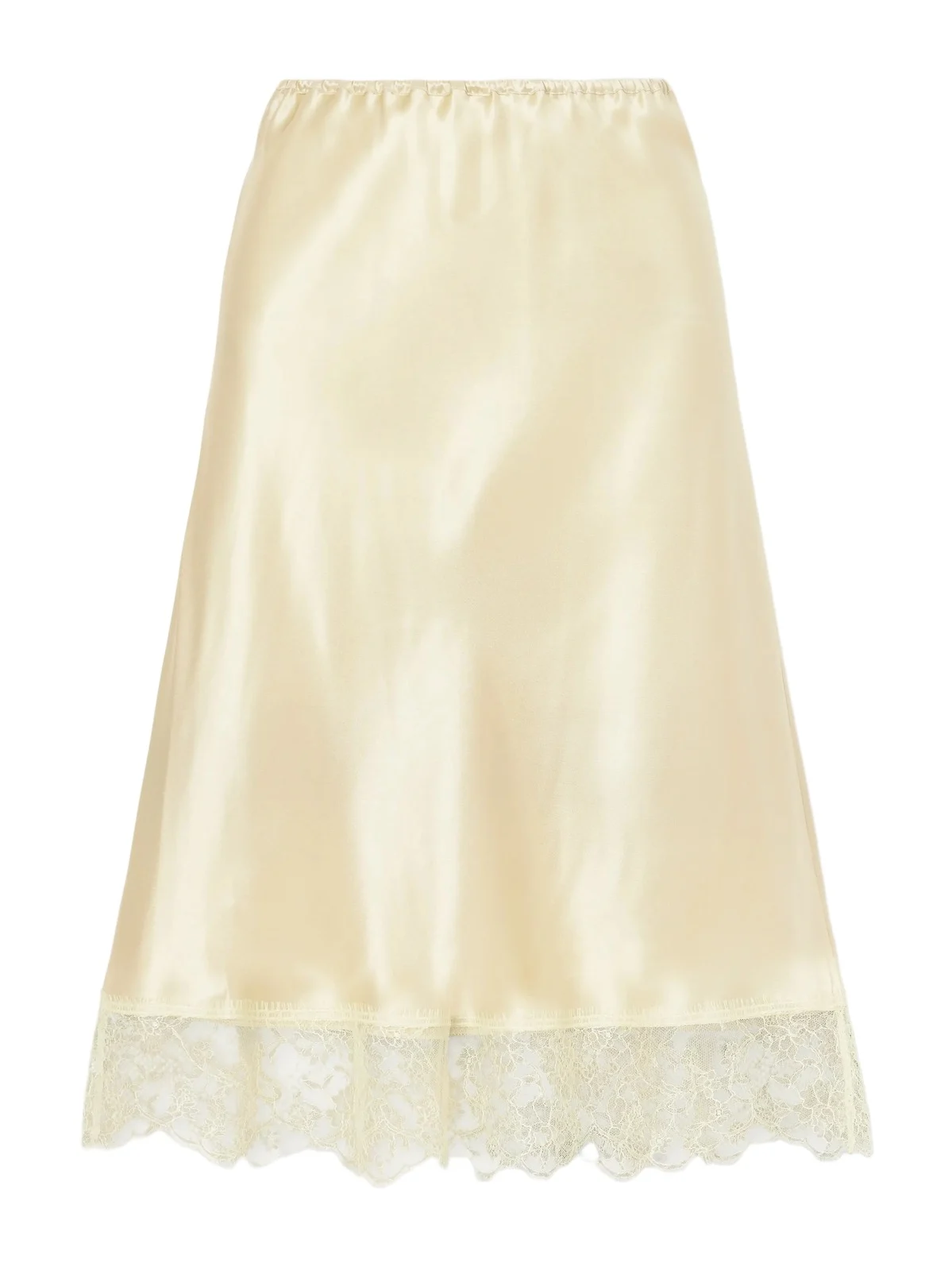 Lace-trimmed Silk-satin Midi Skirt Lace-trimmed Silk-satin Midi Skirt