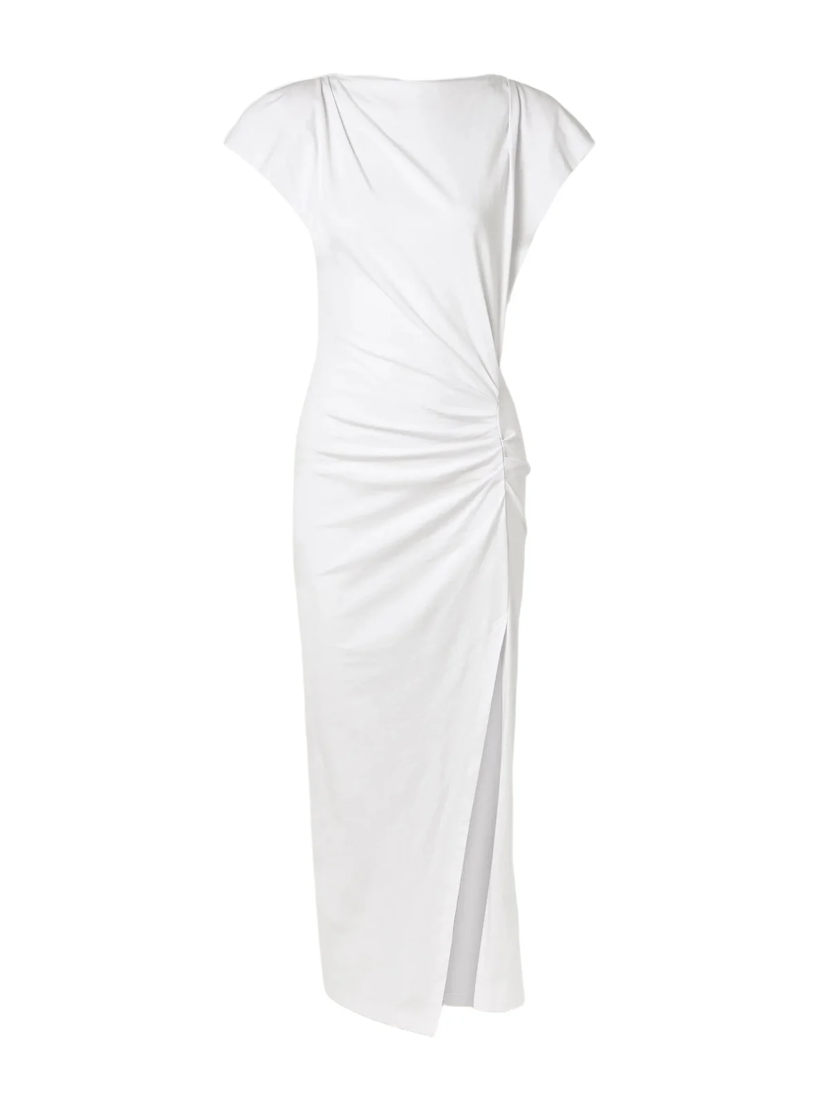 Nadela Asymmetric Gathered Cotton-jersey Maxi Dress