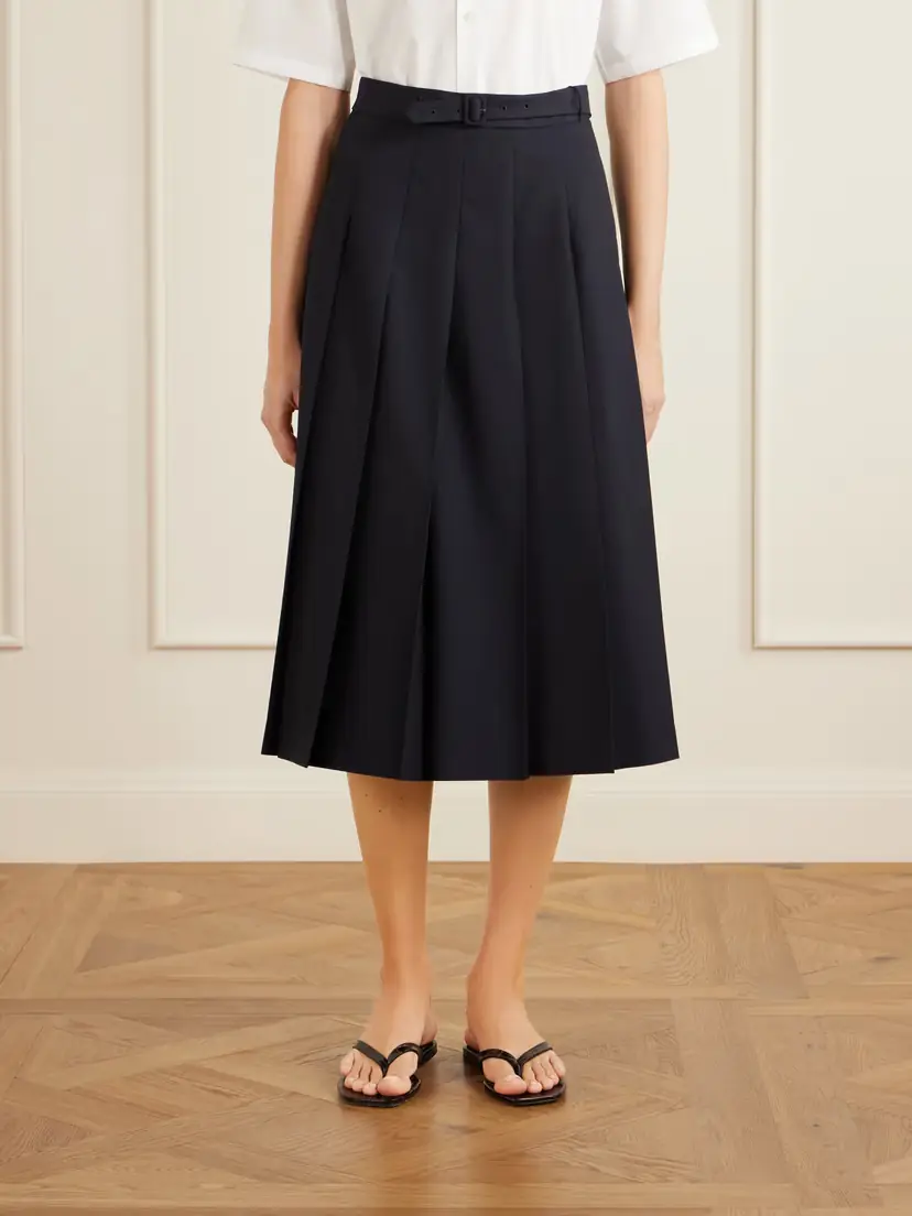 Auralee Pleated Wool And Mohair-blend Midi Skirt | Thumbnail 3 Auralee Pleated Wool And Mohair-blend Midi Skirt | Thumbnail 3