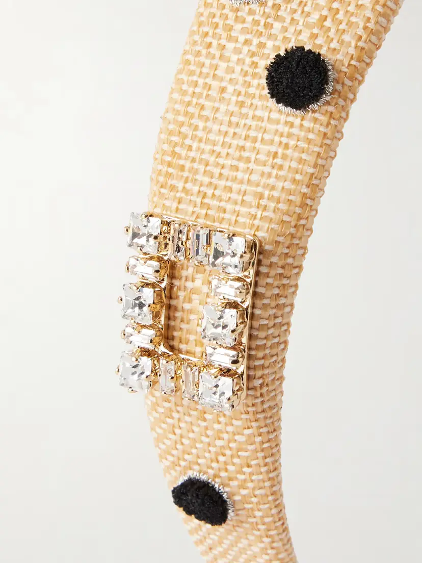 Roger Vivier Embellished Polka-dots Raffia Headband | Thumbnail 3
