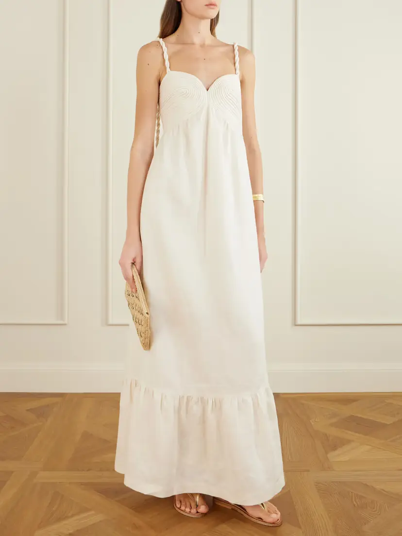 ANDRES OTALORA Tu Esencia Embroidered Tiered Linen Maxi Dress | Thumbnail 2