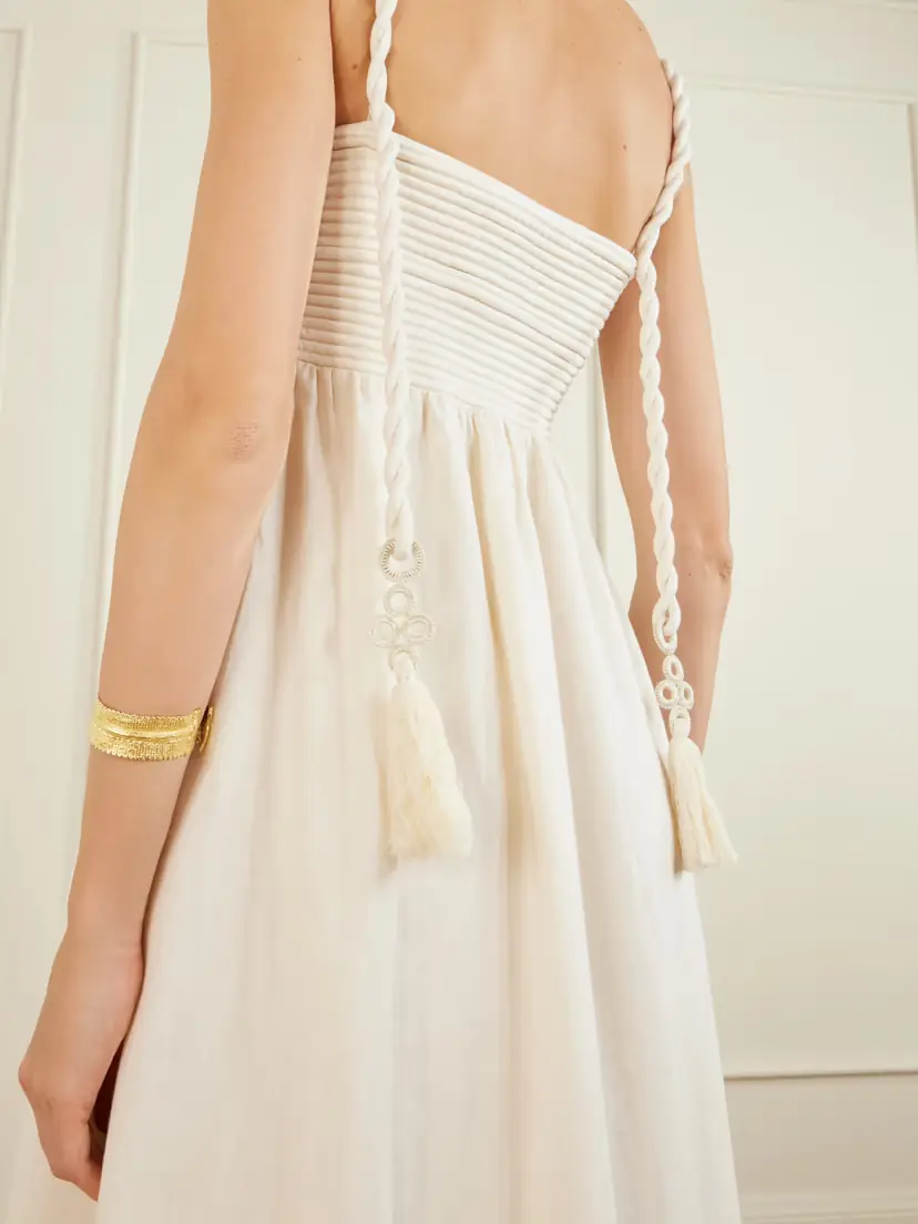 ANDRES OTALORA Tu Esencia Embroidered Tiered Linen Maxi Dress | Thumbnail 4