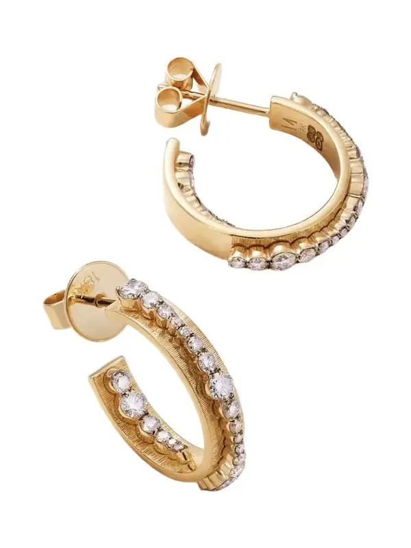 Inside Out Ripple 18-karat Gold, Rhodium-plated And Diamond Hoop Earrings