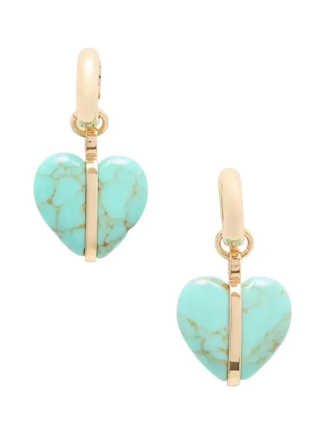 The Stone Mini Heart Gold-tone And Turquoise Earrings - Blue The Stone Mini Heart Gold-tone And Turquoise Earrings - Blue
