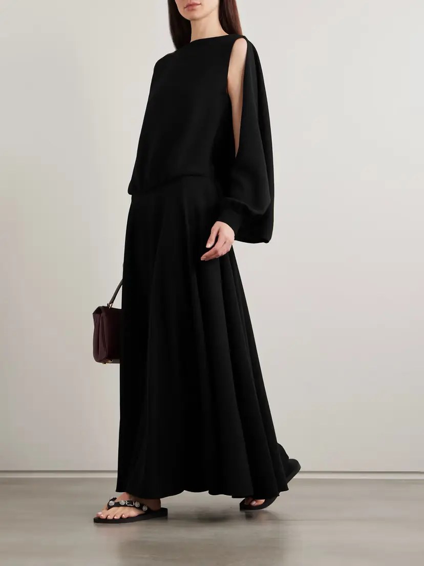 Balenciaga Balloon Gathered Draped Cutout Silk And Wool-blend Crepe Maxi Dress | Thumbnail 2
