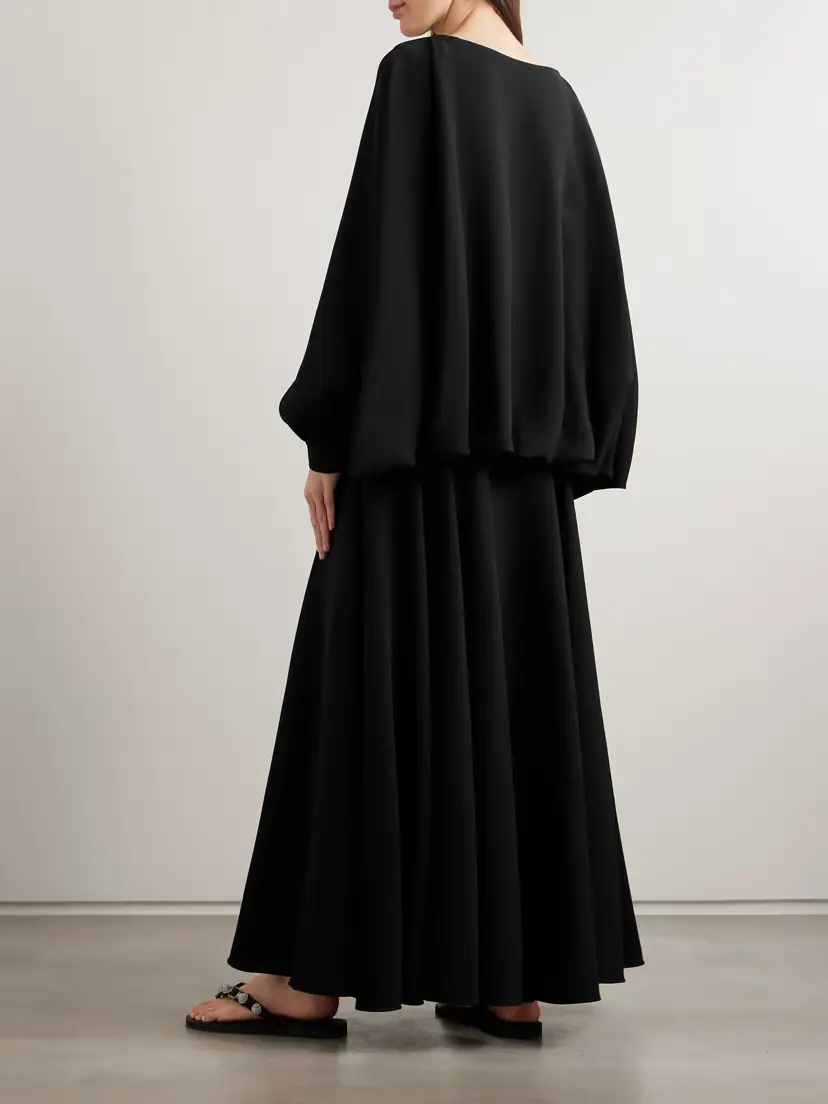 Balenciaga Balloon Gathered Draped Cutout Silk And Wool-blend Crepe Maxi Dress | Thumbnail 3