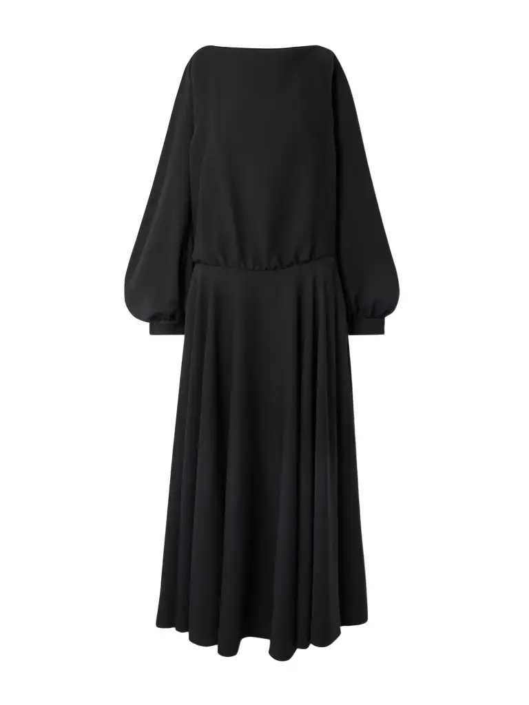 Balloon Gathered Draped Cutout Silk And Wool-blend Crepe Maxi Dress Balloon Gathered Draped Cutout Silk And Wool-blend Crepe Maxi Dress