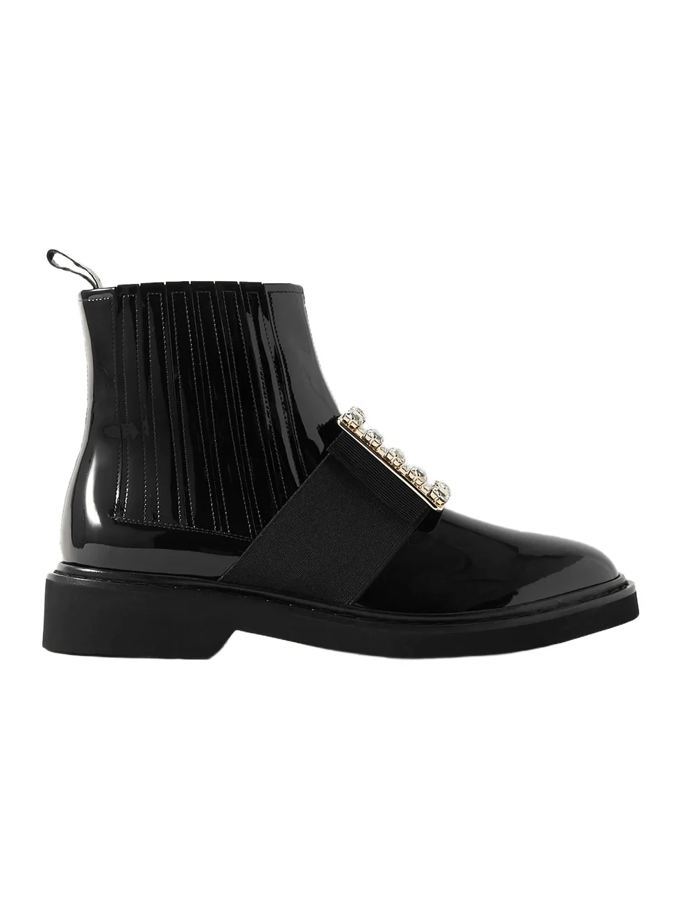 Roger Vivier Viv Ranger Crystal-embellished Patent-leather Chelsea Boots