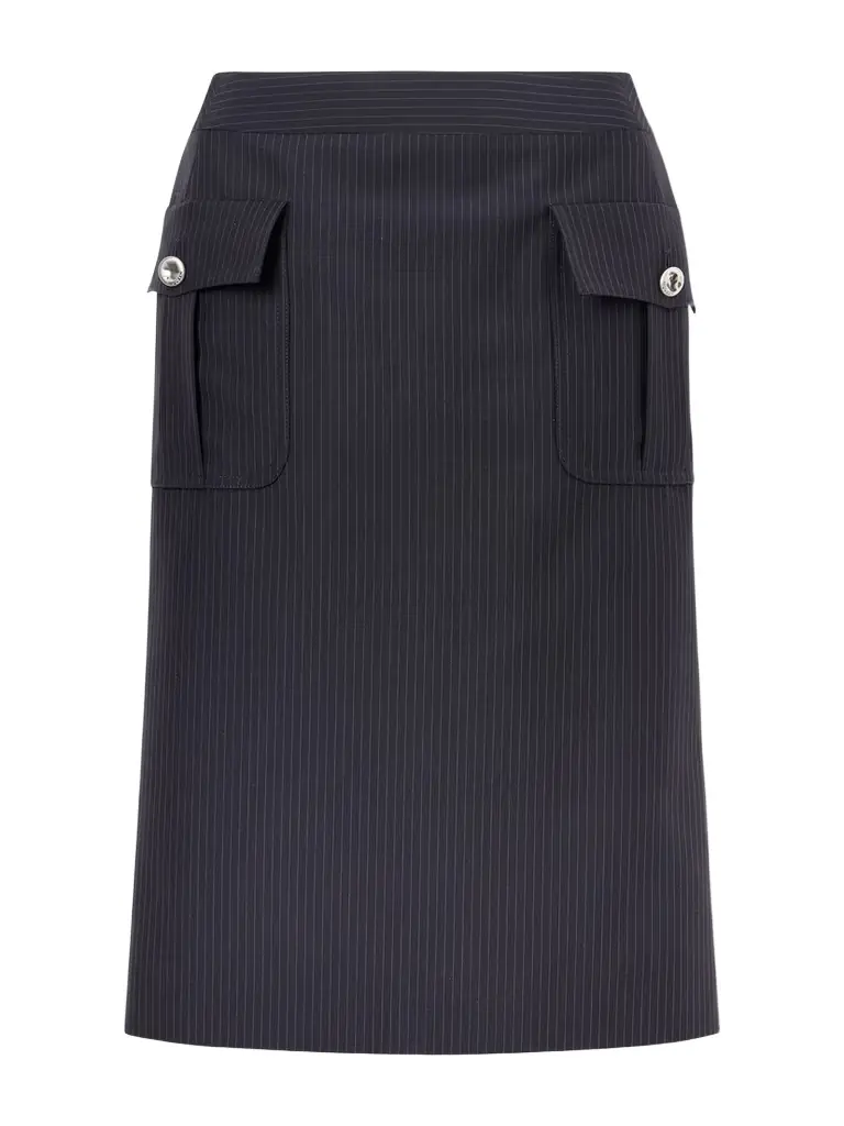 Pinstriped Wool And Mohair-blend Midi Skirt Pinstriped Wool And Mohair-blend Midi Skirt
