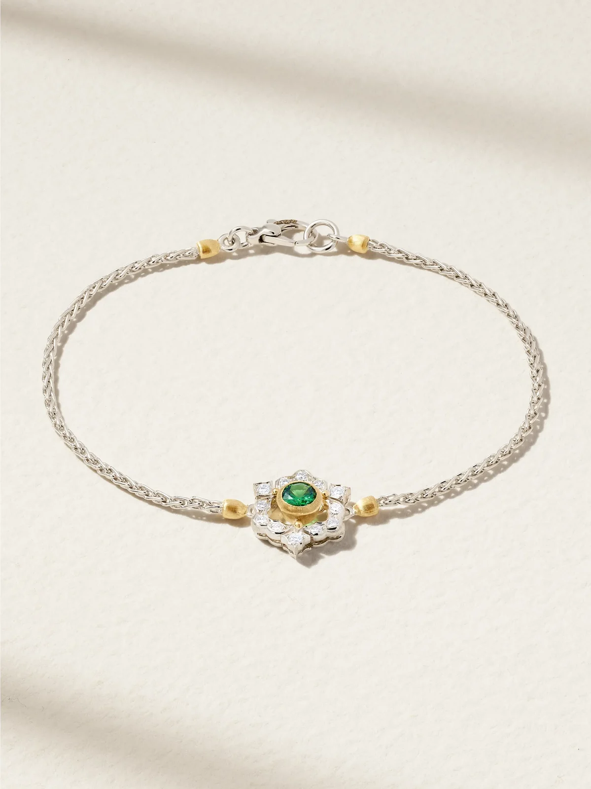 Ghirland 18-karat White And Yellow Gold, Diamond And Tsavorite Bracelet - Green
