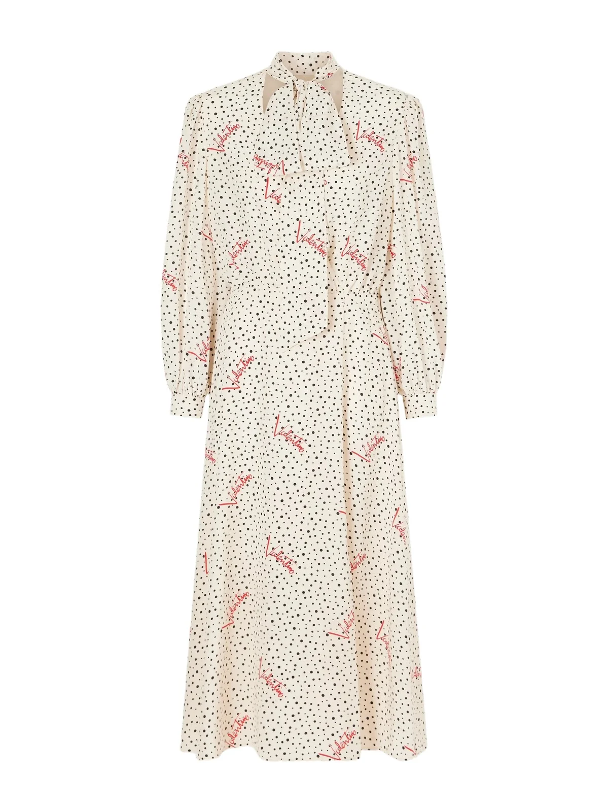 Valentino Garavani Pussy-bow Polka-dot Silk Crepe De Chine Maxi Dress