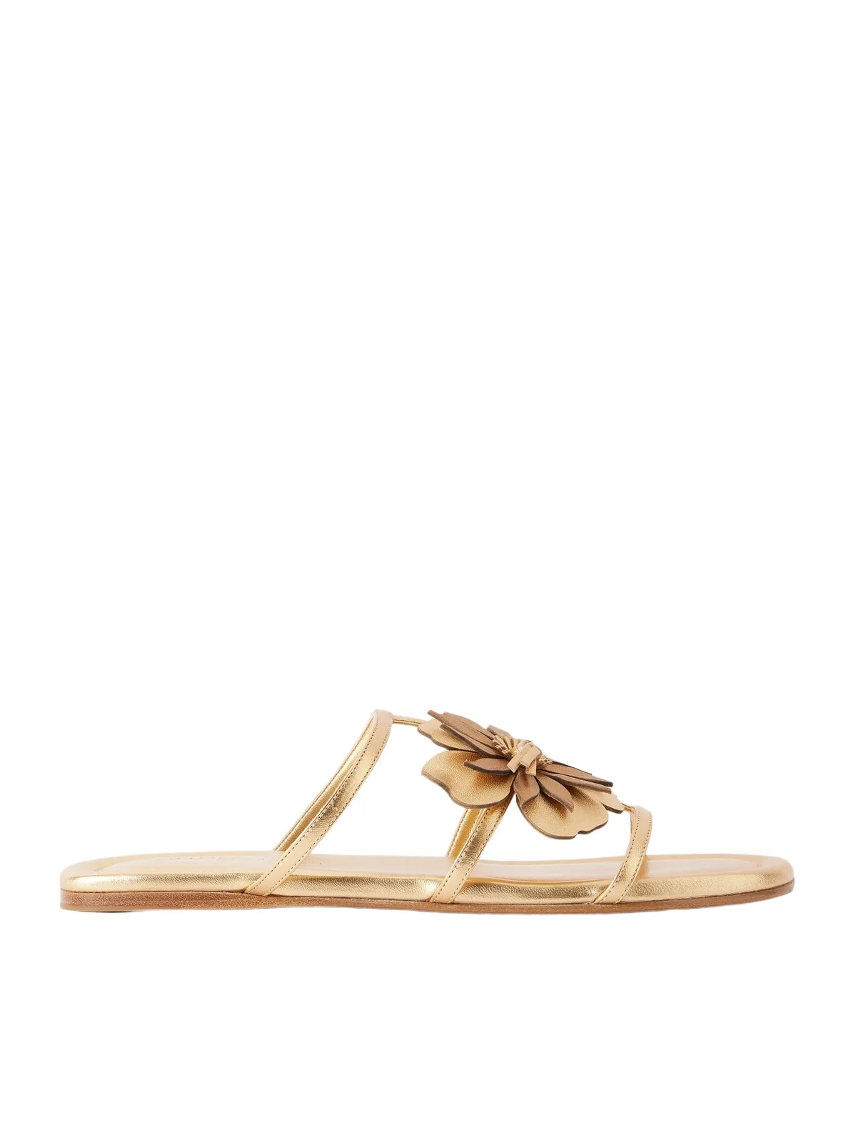 Embellished Metallic Leather Sandals