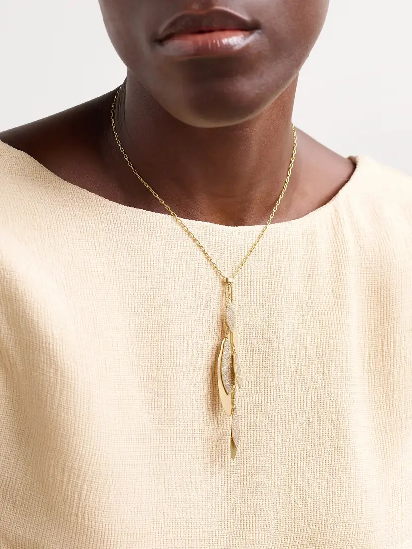 Ileana Makri Falling Leaves 18-karat Gold Diamond Necklace | Thumbnail 2 Ileana Makri Falling Leaves 18-karat Gold Diamond Necklace | Thumbnail 2