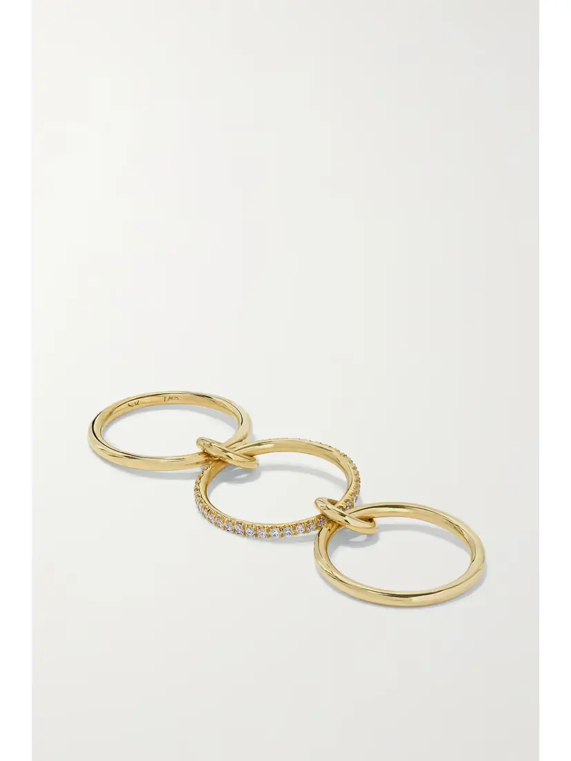Spinelli Kilcollin Sonny Set Of Three 18-karat Gold Diamond Rings | Thumbnail 5 Spinelli Kilcollin Sonny Set Of Three 18-karat Gold Diamond Rings | Thumbnail 5