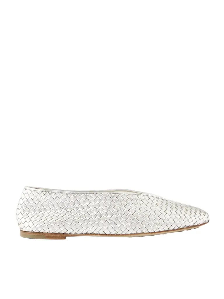 Bottega Veneta Rosa Metallic Intrecciato Leather Ballet Flats | Image 1 Bottega Veneta Rosa Metallic Intrecciato Leather Ballet Flats | Image 1
