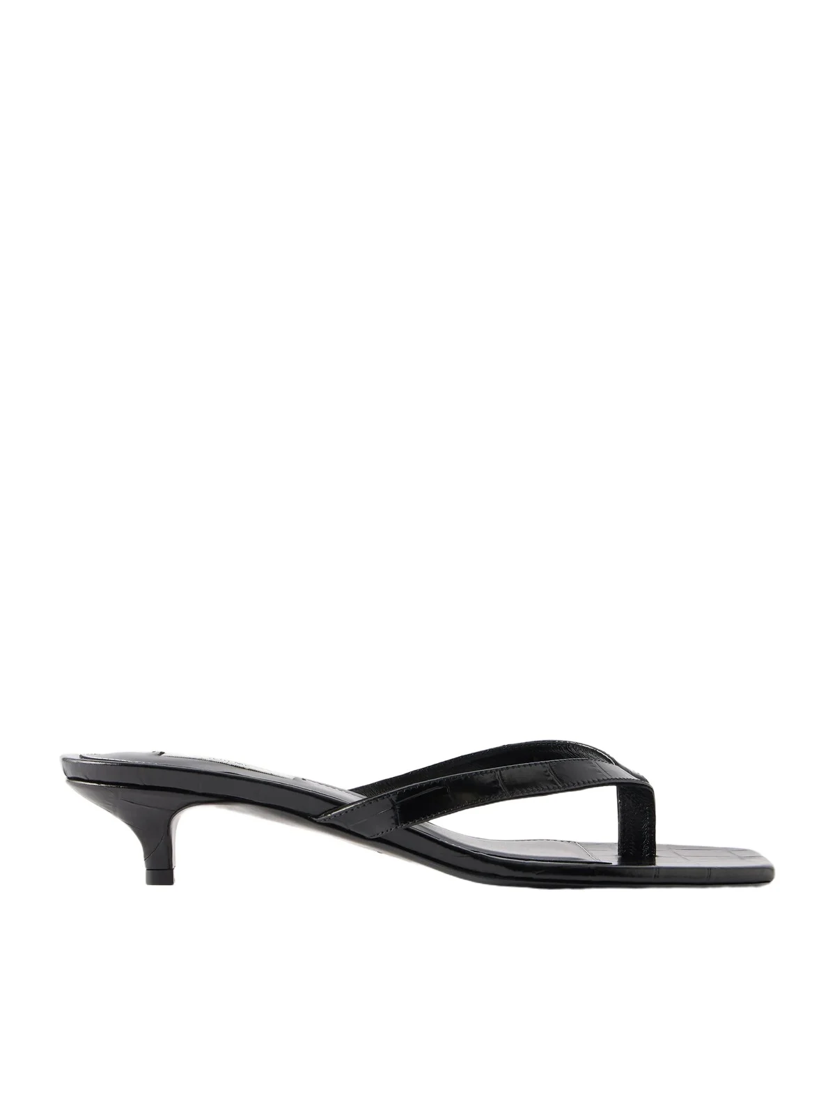 Croc-effect Leather Thong Sandals