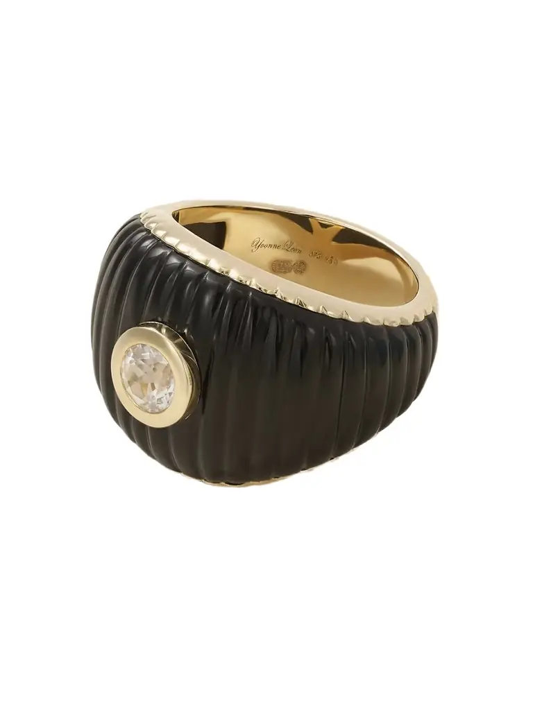 Yvonne Léon Bague 9-karat Gold, Onyx And Topaz Ring | Image 1 Yvonne Léon Bague 9-karat Gold, Onyx And Topaz Ring | Image 1
