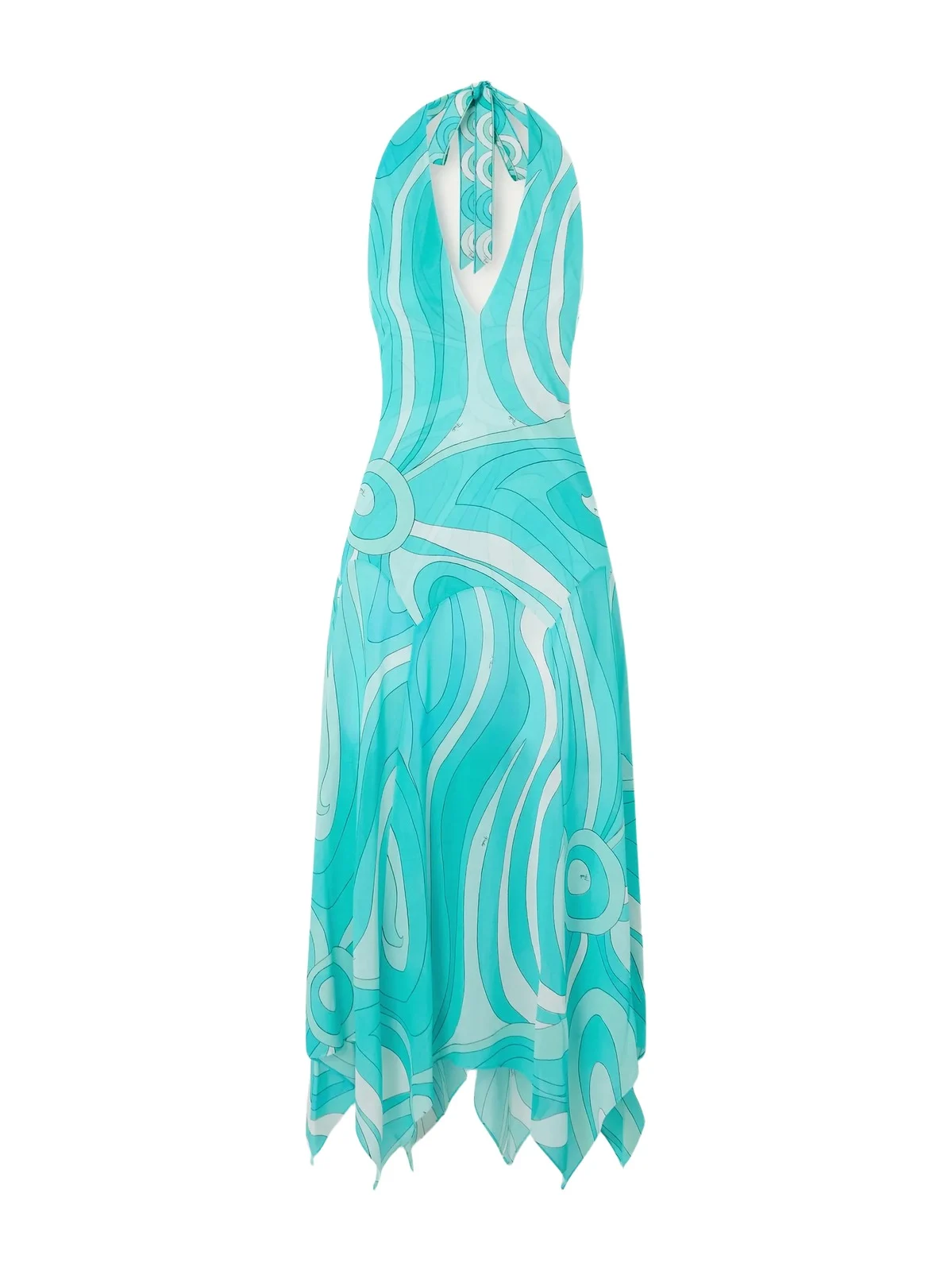 Printed Silk Twill-trimmed Crepe-jersey Halterneck Midi Dress Printed Silk Twill-trimmed Crepe-jersey Halterneck Midi Dress
