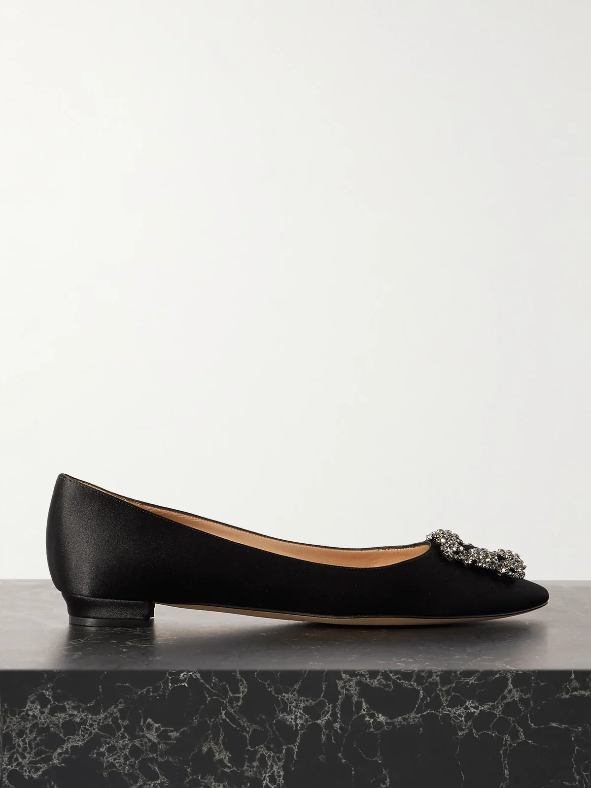 Hangisi Crystal-embellished Satin Point-toe Flats Hangisi Crystal-embellished Satin Point-toe Flats
