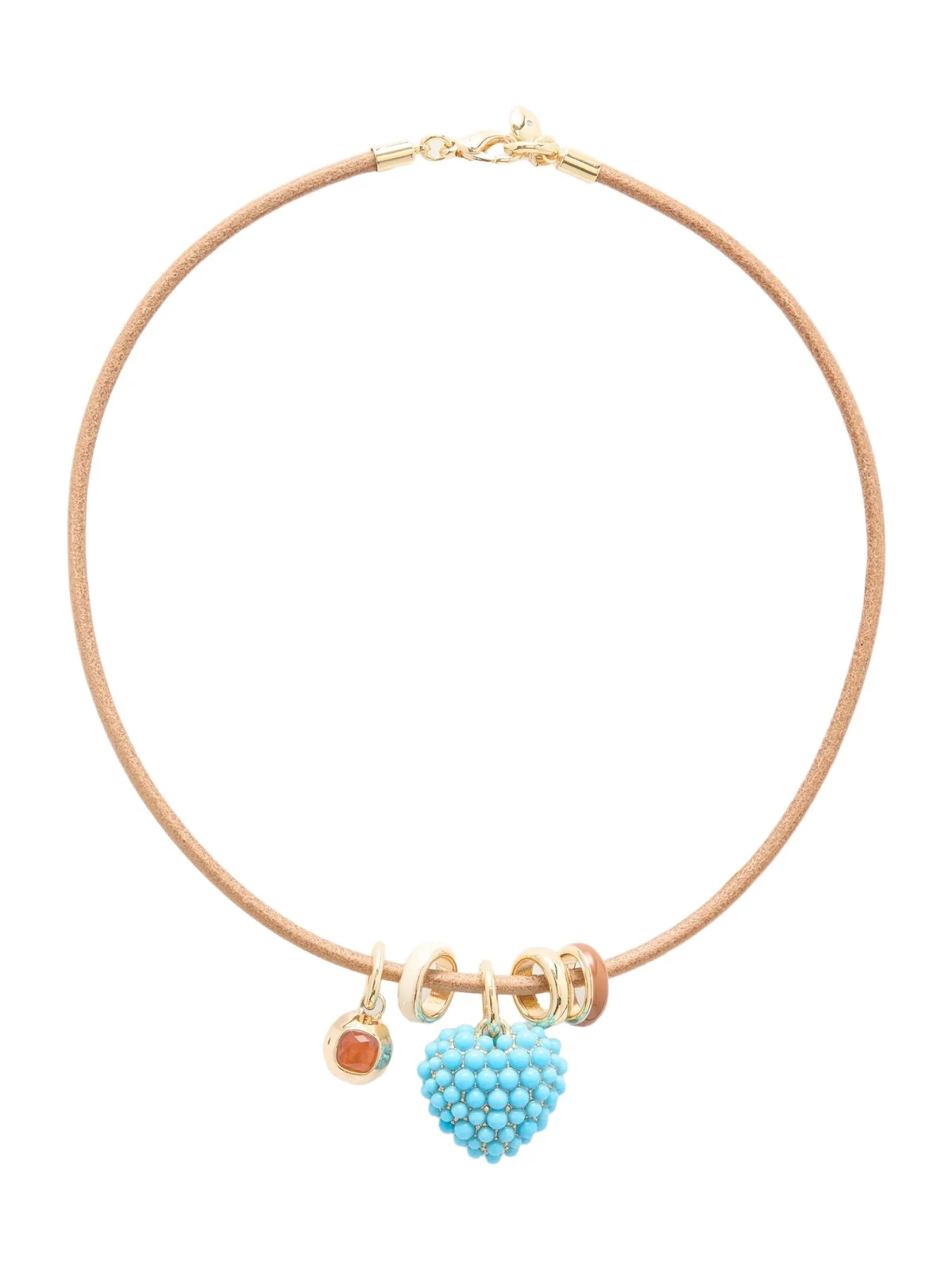 The Leather Stone Slider Gold-tone, Turquois, Enamel And Leather Necklace The Leather Stone Slider Gold-tone, Turquois, Enamel And Leather Necklace