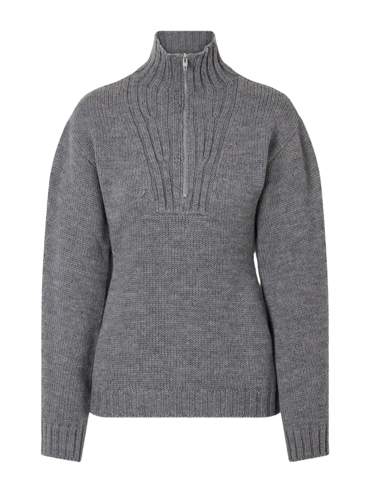 Ribbed-knit Wool Half-zip Turtleneck Sweater Ribbed-knit Wool Half-zip Turtleneck Sweater
