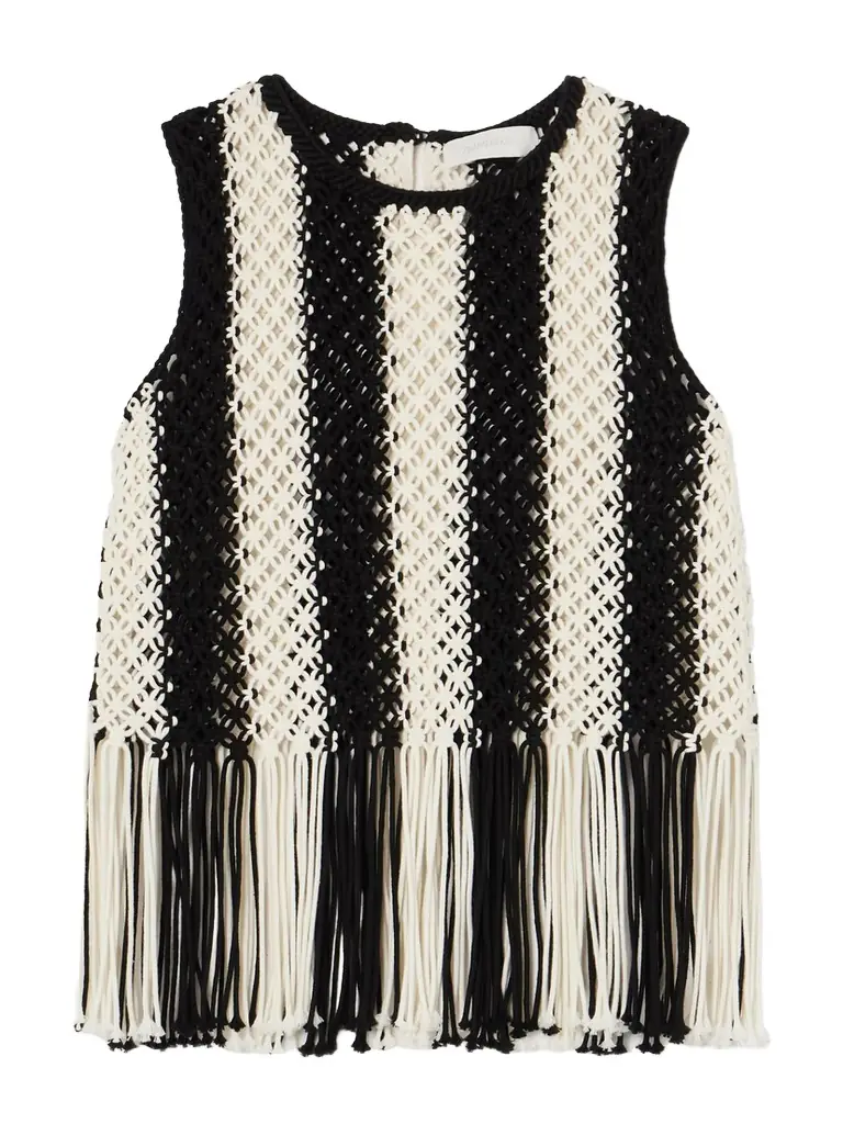 Zimmermann Wanderlust Fringed Striped Macramé Cotton Top | Image 1 Zimmermann Wanderlust Fringed Striped Macramé Cotton Top | Image 1