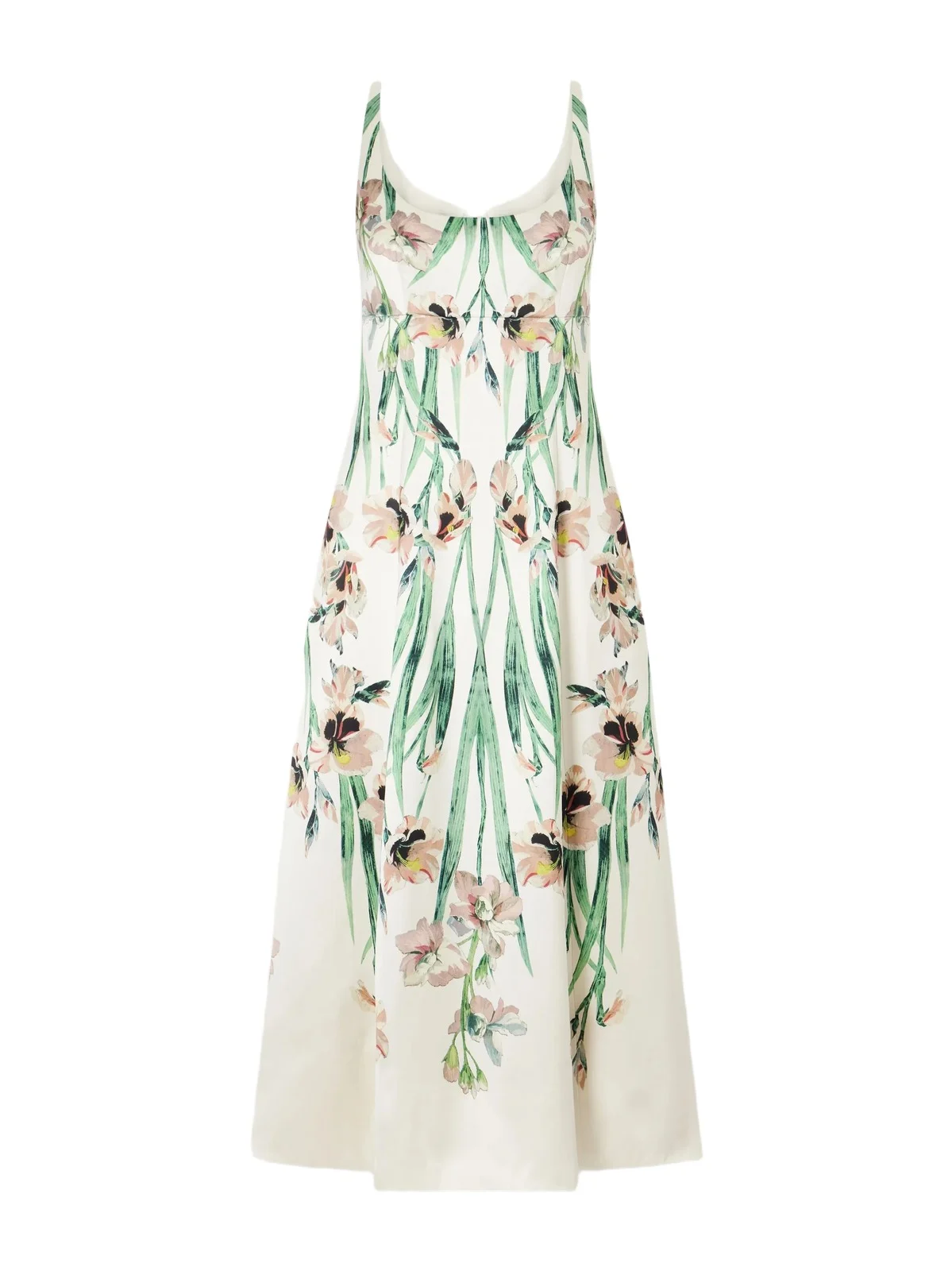 Floral-print Duchess-satin Midi Dress