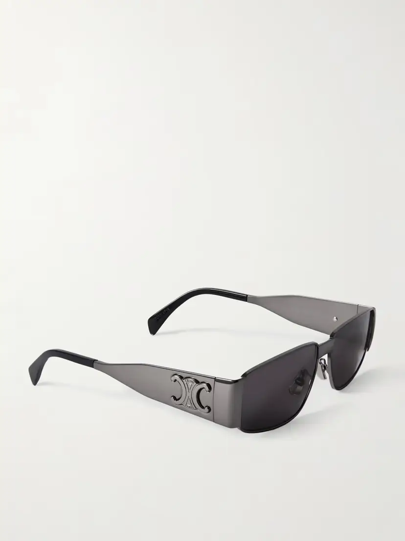 CELINE Eyewear Triomphe Rectangle-frame Gunmetal-tone Sunglasses | Thumbnail 3
