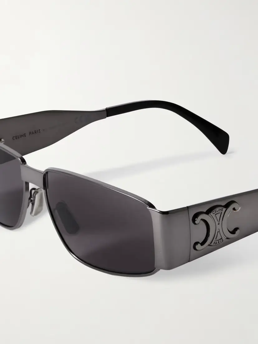 CELINE Eyewear Triomphe Rectangle-frame Gunmetal-tone Sunglasses | Thumbnail 4