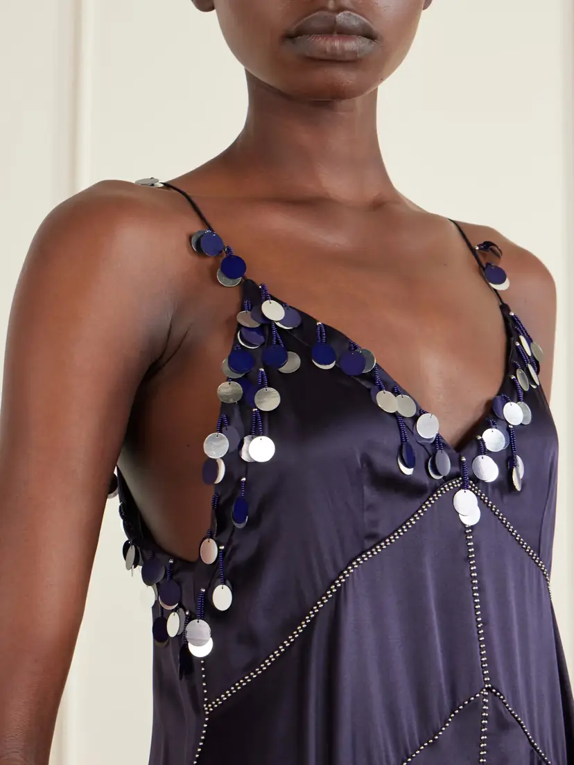 Isabel Marant Ludna Asymmetric Sequin-embellished Silk-satin Midi Dress | Thumbnail 4 Isabel Marant Ludna Asymmetric Sequin-embellished Silk-satin Midi Dress | Thumbnail 4