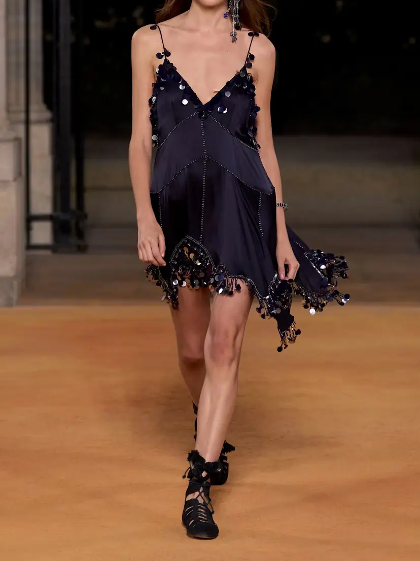 Isabel Marant Ludna Asymmetric Sequin-embellished Silk-satin Midi Dress | Thumbnail 6 Isabel Marant Ludna Asymmetric Sequin-embellished Silk-satin Midi Dress | Thumbnail 6