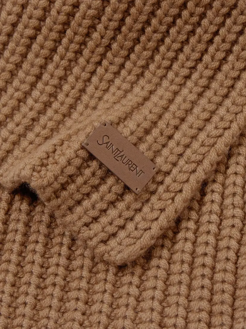 Saint Laurent Appliquéd Ribbed Cashmere Scarf | Thumbnail 3