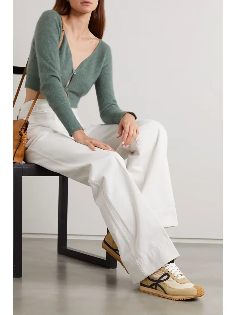 Loewe Flow Logo-appliquéd Shell, Leather And Suede Sneakers - Neutrals | Thumbnail 2