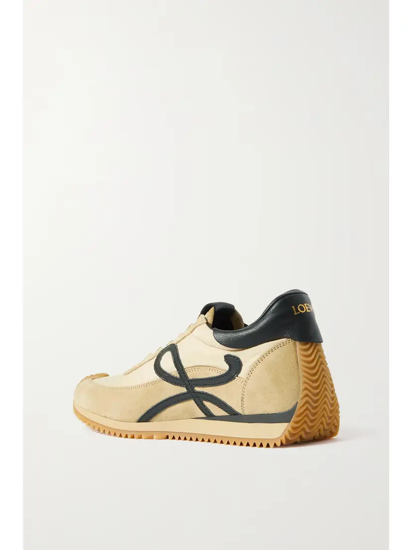 Loewe Flow Logo-appliquéd Shell, Leather And Suede Sneakers - Neutrals | Thumbnail 3