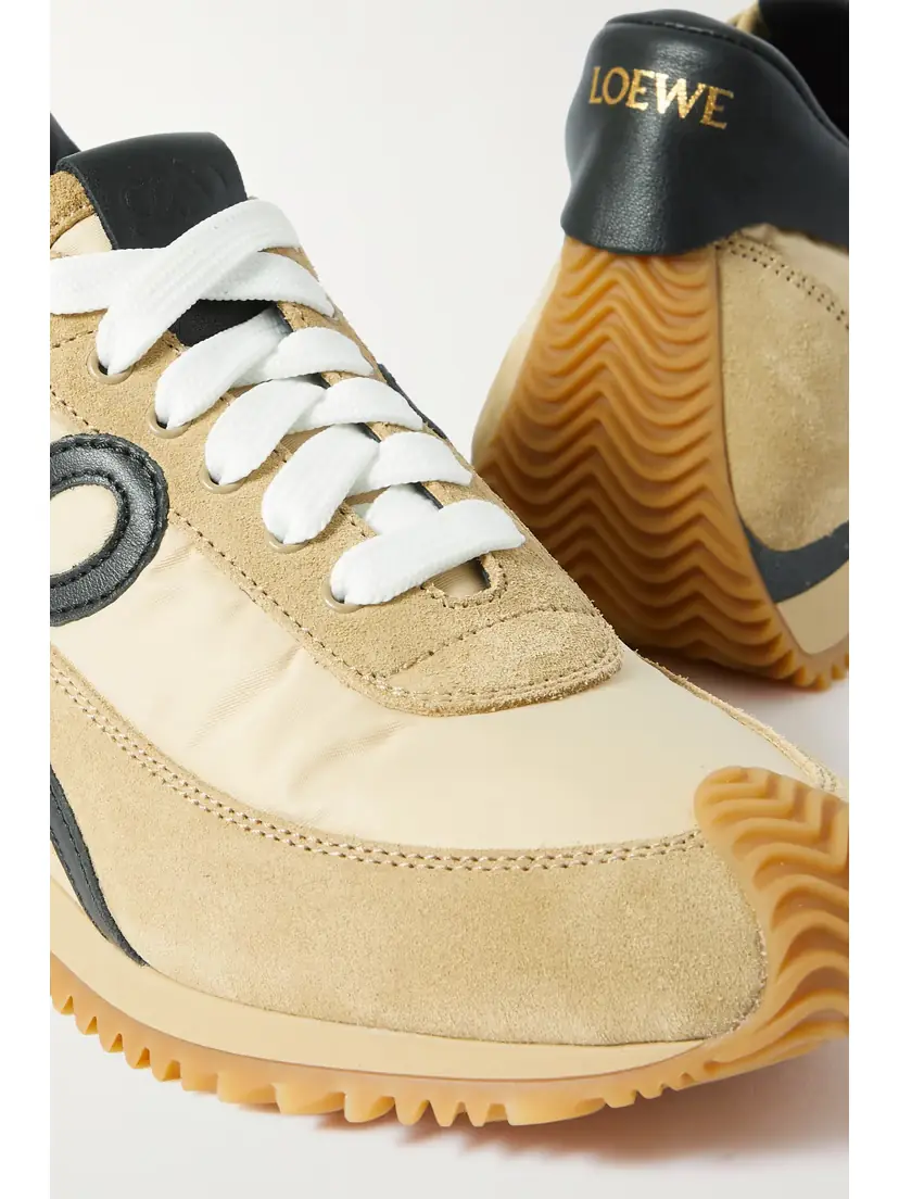 Loewe Flow Logo-appliquéd Shell, Leather And Suede Sneakers - Neutrals | Thumbnail 4