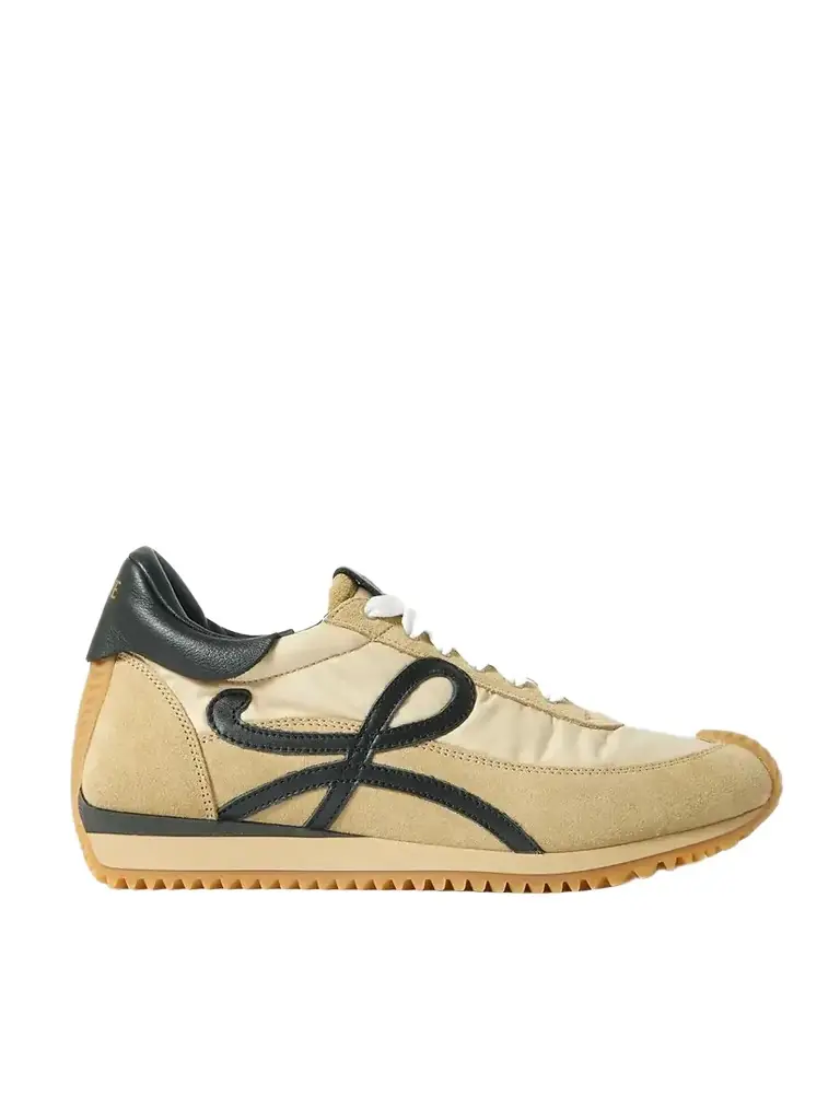 Flow Logo-appliquéd Shell, Leather And Suede Sneakers - Neutrals Flow Logo-appliquéd Shell, Leather And Suede Sneakers - Neutrals