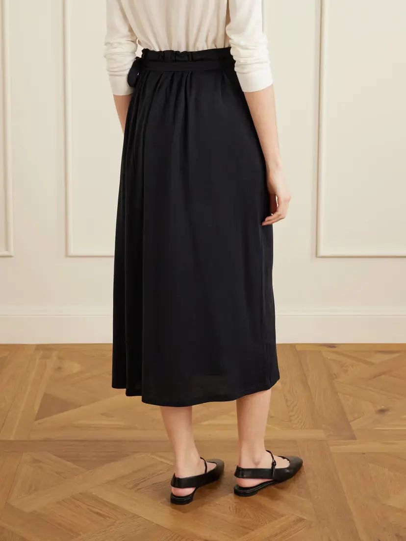 TOTEME Organic Cotton And Silk-blend Wrap Midi Skirt | Thumbnail 4 TOTEME Organic Cotton And Silk-blend Wrap Midi Skirt | Thumbnail 4