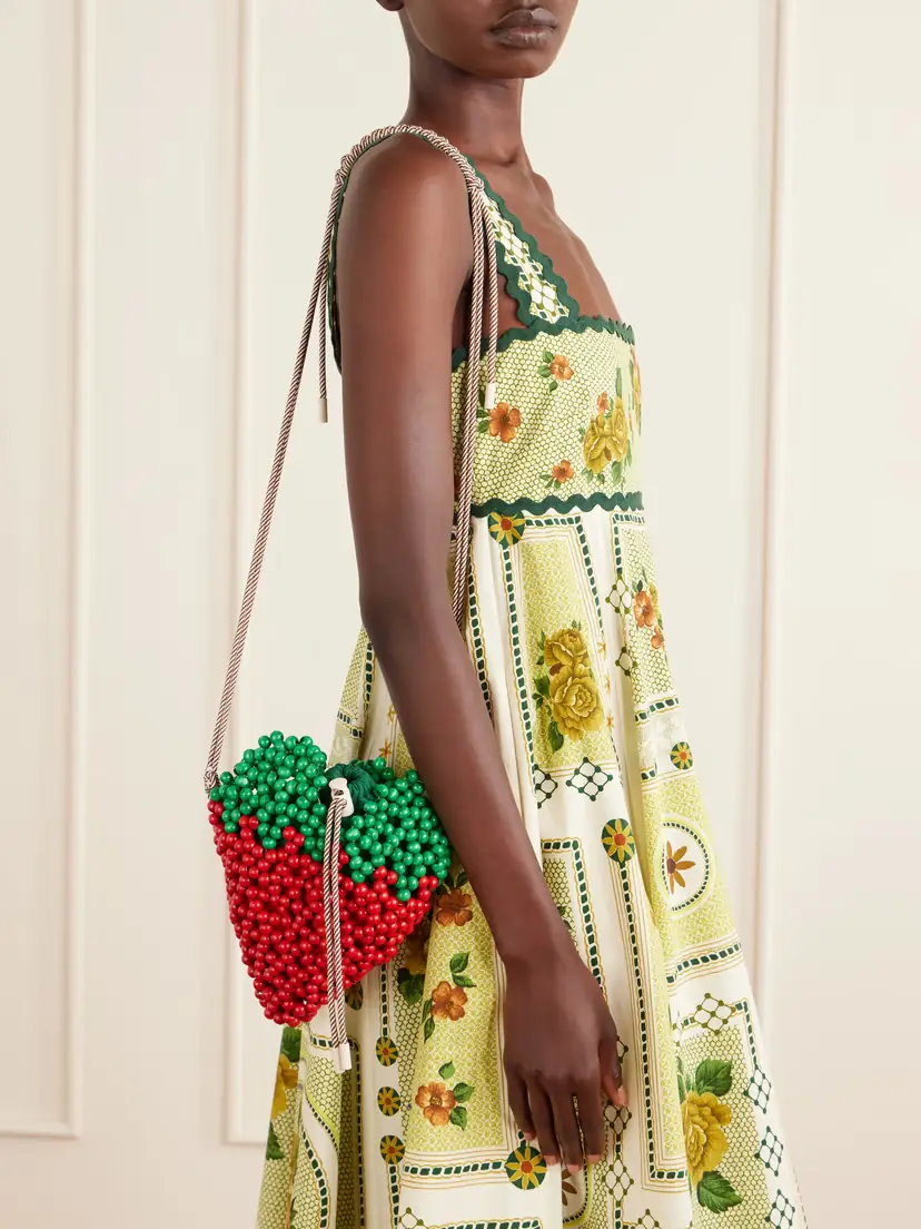 ALÉMAIS Strawberry Beaded Wood Shoulder Bag | Thumbnail 2 ALÉMAIS Strawberry Beaded Wood Shoulder Bag | Thumbnail 2