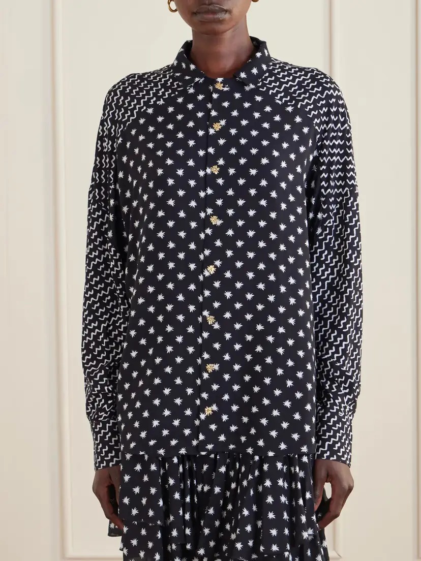 Donde Esteban Estrellitas Y Olas Printed Satin Shirt | Thumbnail 3 Donde Esteban Estrellitas Y Olas Printed Satin Shirt | Thumbnail 3