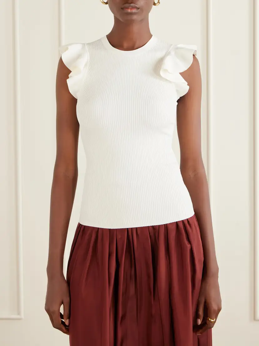 Zimmermann Aster Frill Racer Ribbed-knit Tank | Thumbnail 3 Zimmermann Aster Frill Racer Ribbed-knit Tank | Thumbnail 3