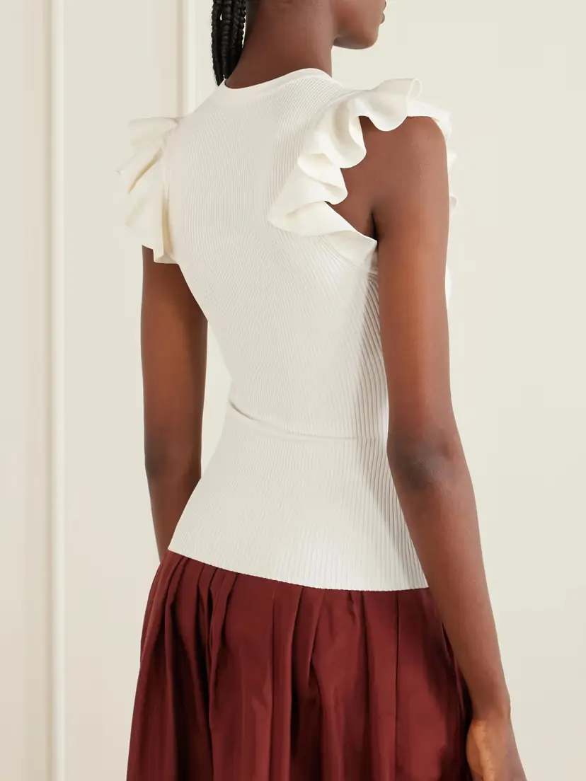 Zimmermann Aster Frill Racer Ribbed-knit Tank | Thumbnail 4 Zimmermann Aster Frill Racer Ribbed-knit Tank | Thumbnail 4