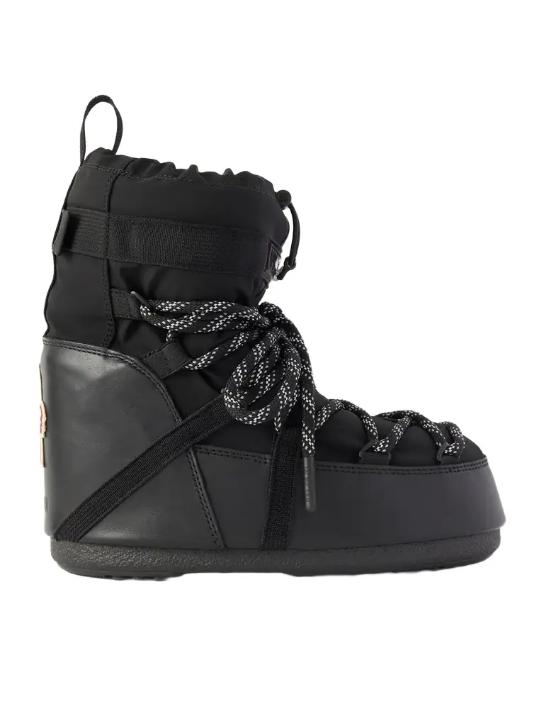 Moncler Grenoble + Moon Boot Icon Shell And Leather Snow Boots | Image 1 Moncler Grenoble + Moon Boot Icon Shell And Leather Snow Boots | Image 1
