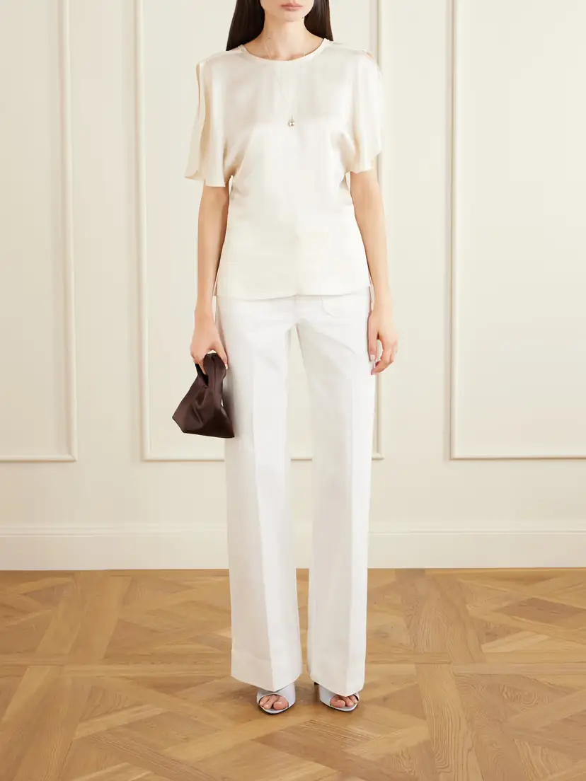 Victoria Beckham Bela Draped Satin Blouse - Off-white | Thumbnail 2 Victoria Beckham Bela Draped Satin Blouse - Off-white | Thumbnail 2