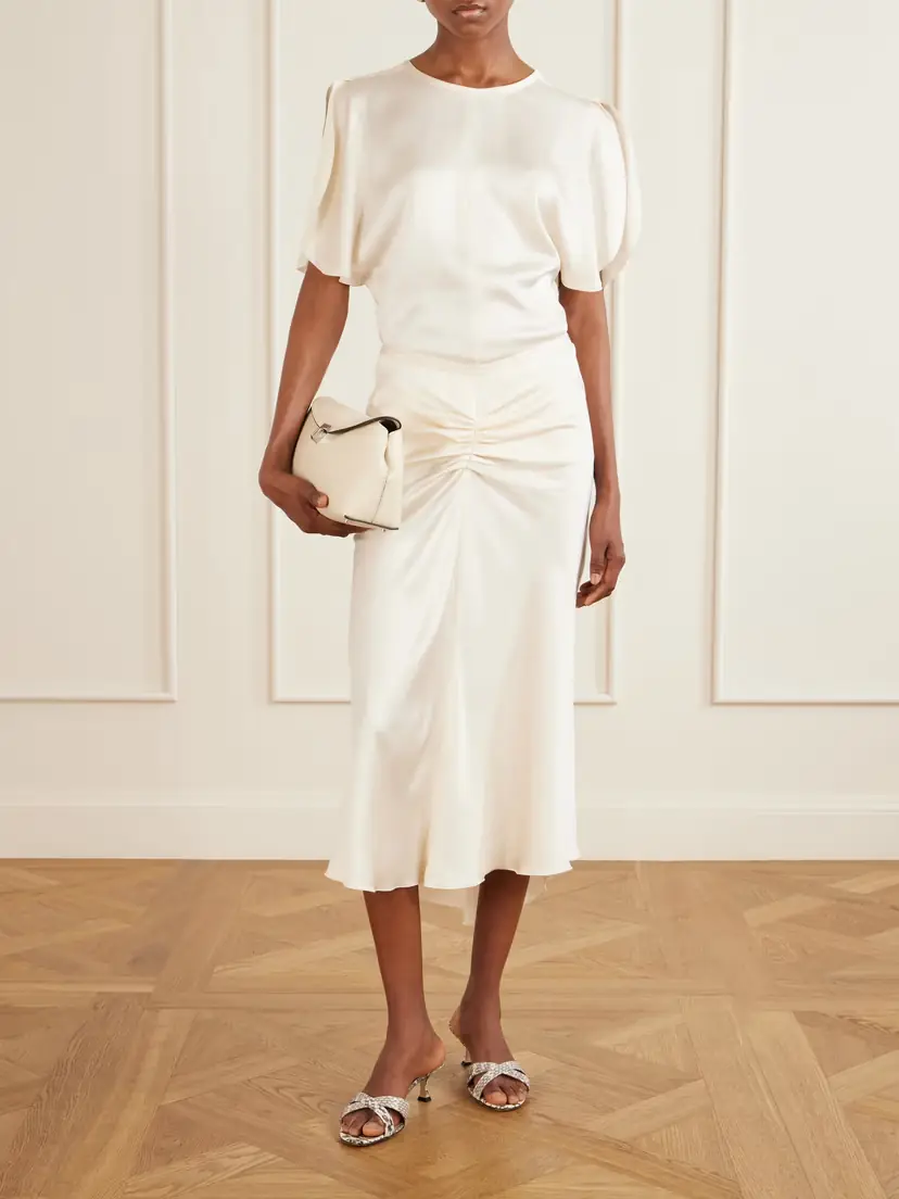 Victoria Beckham Bela Draped Satin Blouse - Off-white | Thumbnail 6 Victoria Beckham Bela Draped Satin Blouse - Off-white | Thumbnail 6